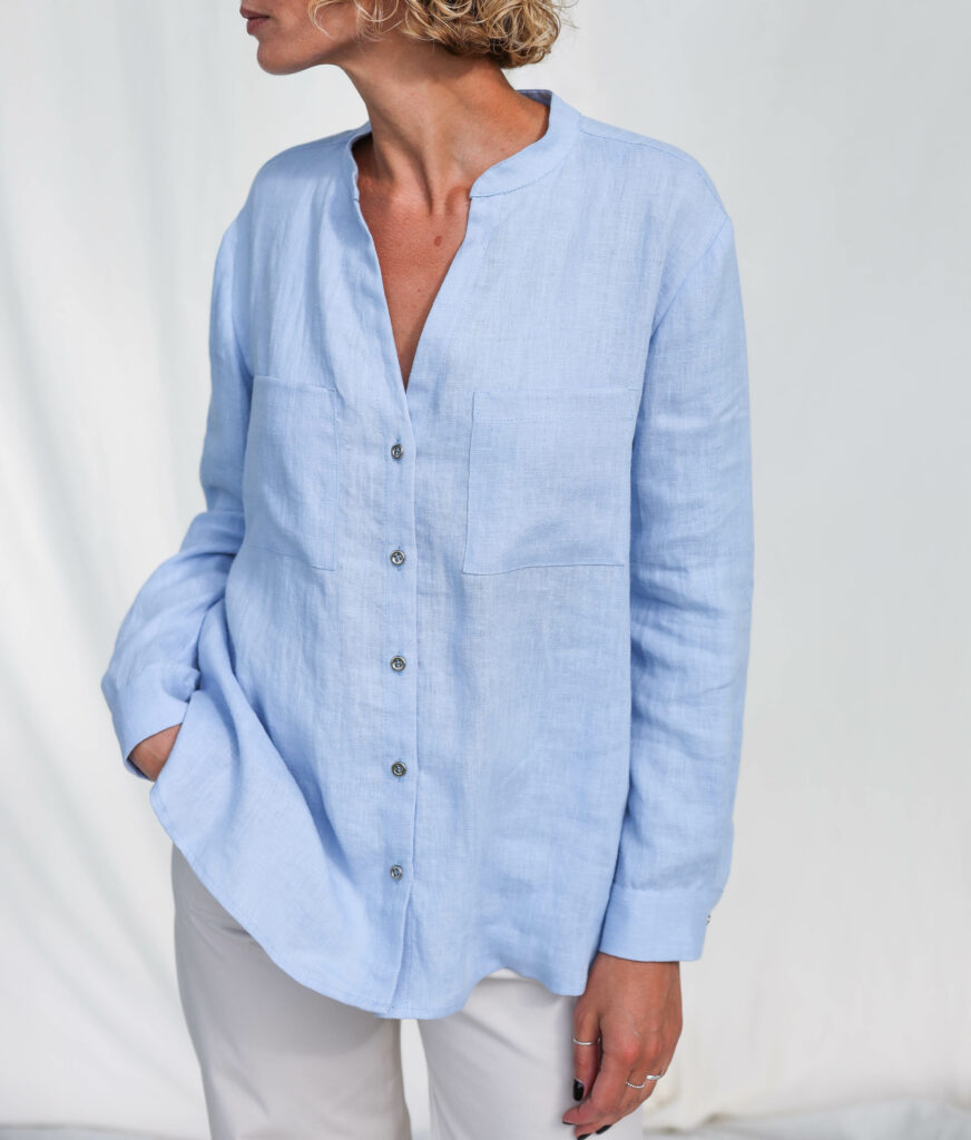 Elegant loose fit linen long sleeve shirt REMI
