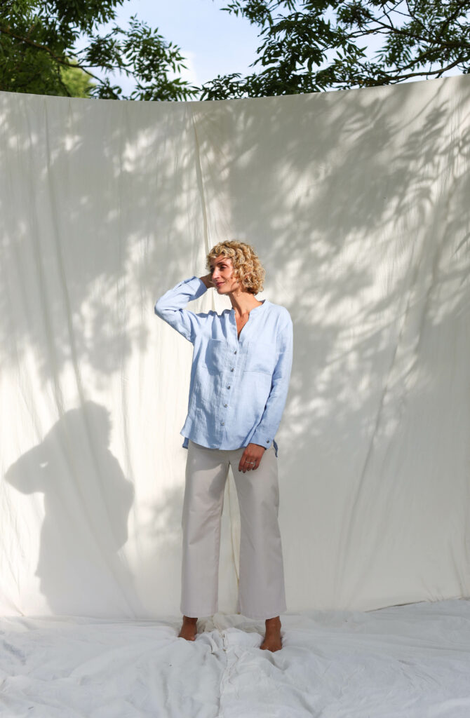 Elegant loose fit linen long sleeve shirt REMI - Image 3