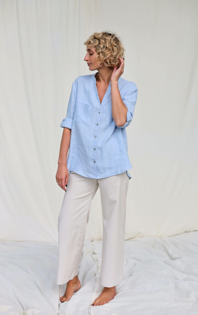 Elegant loose fit linen long sleeve shirt REMI - Image 5