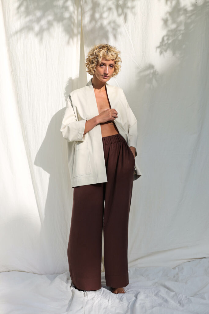 Tencel palazzo elasticated waist pants LOU - Image 3