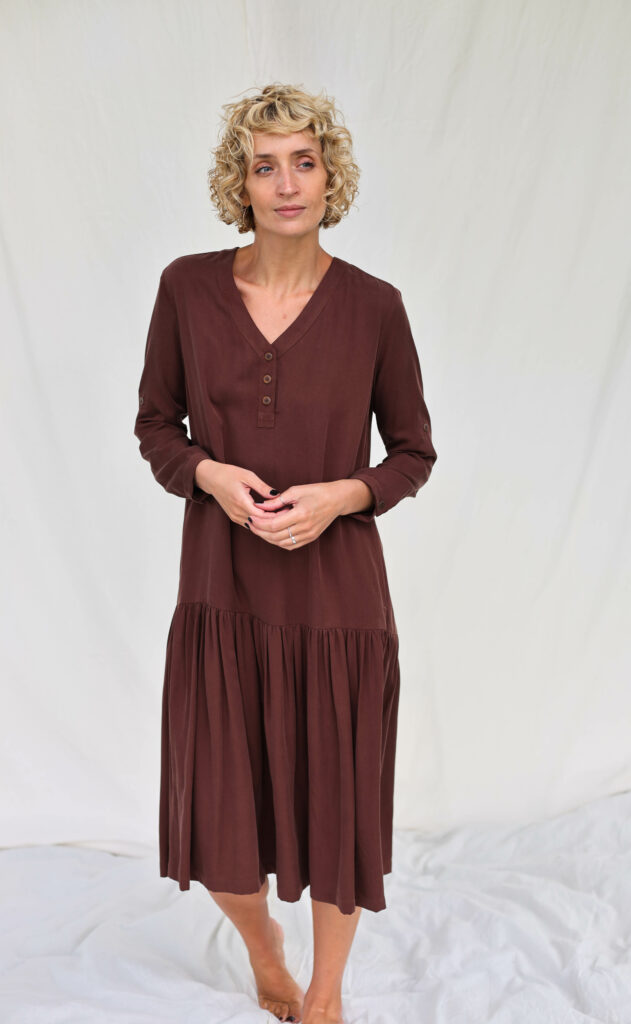 Loose V-neckline drop waist dress MYLENE - Image 1