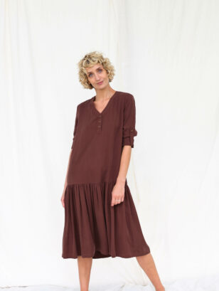 Loose V-neckline drop waist dress MYLENE | Dress | Sustainable clothing | OffOn clothing