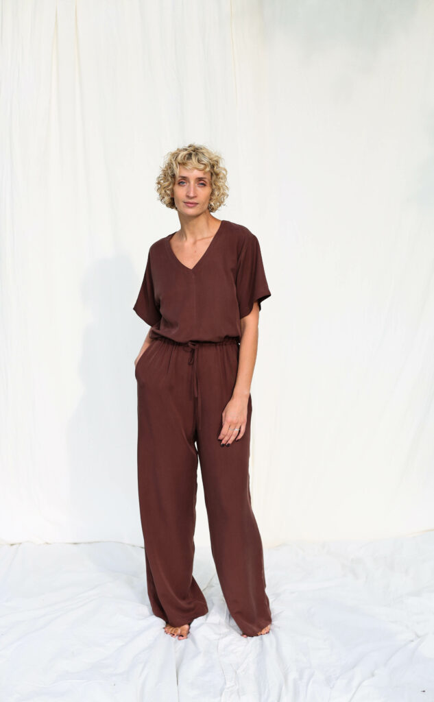 Loose fit tencel palazzo jumpsuit ROXANE - Image 1