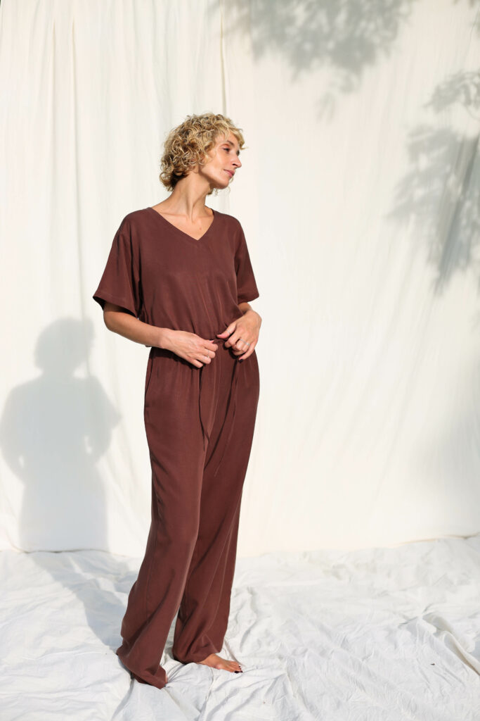 Loose fit tencel palazzo jumpsuit ROXANE - Image 5