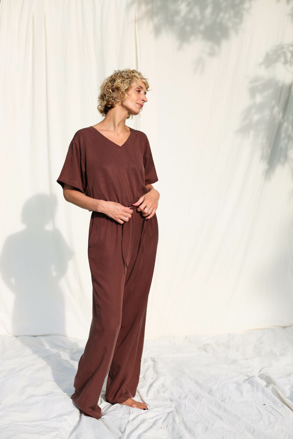 Loose fit tencel palazzo jumpsuit ROXANE - Image 5