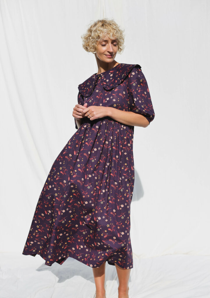 FLORAL COTTON MIDI DRESS SWEDISH MEADOW