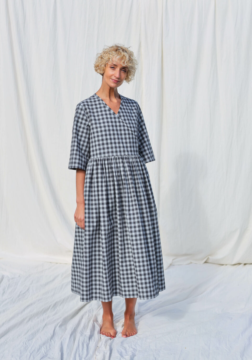 Loose checks wrap dress NANA - Image 2