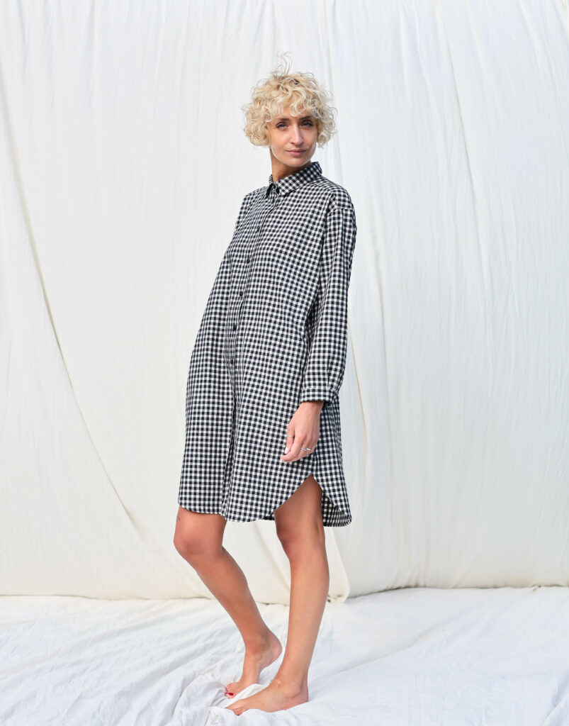 Gingham long sleeve shirt dress - Image 1