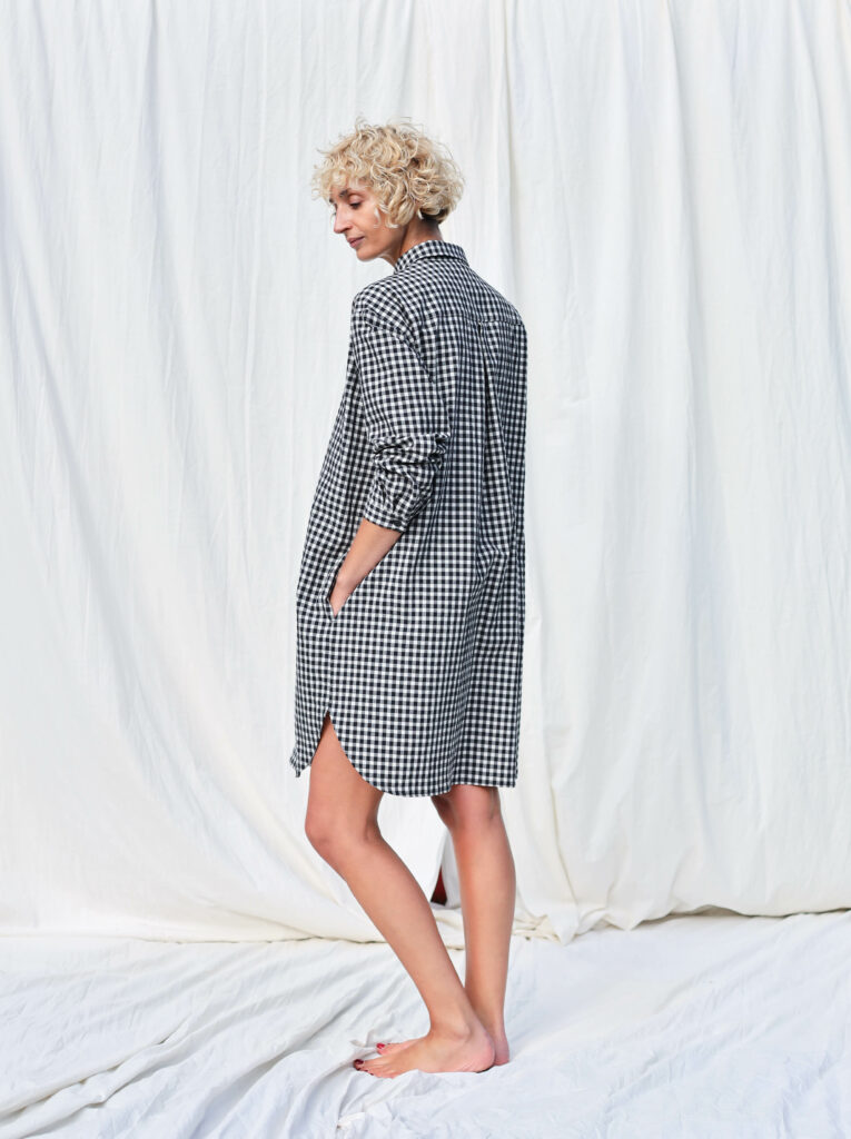 Gingham long sleeve shirt dress - Image 2