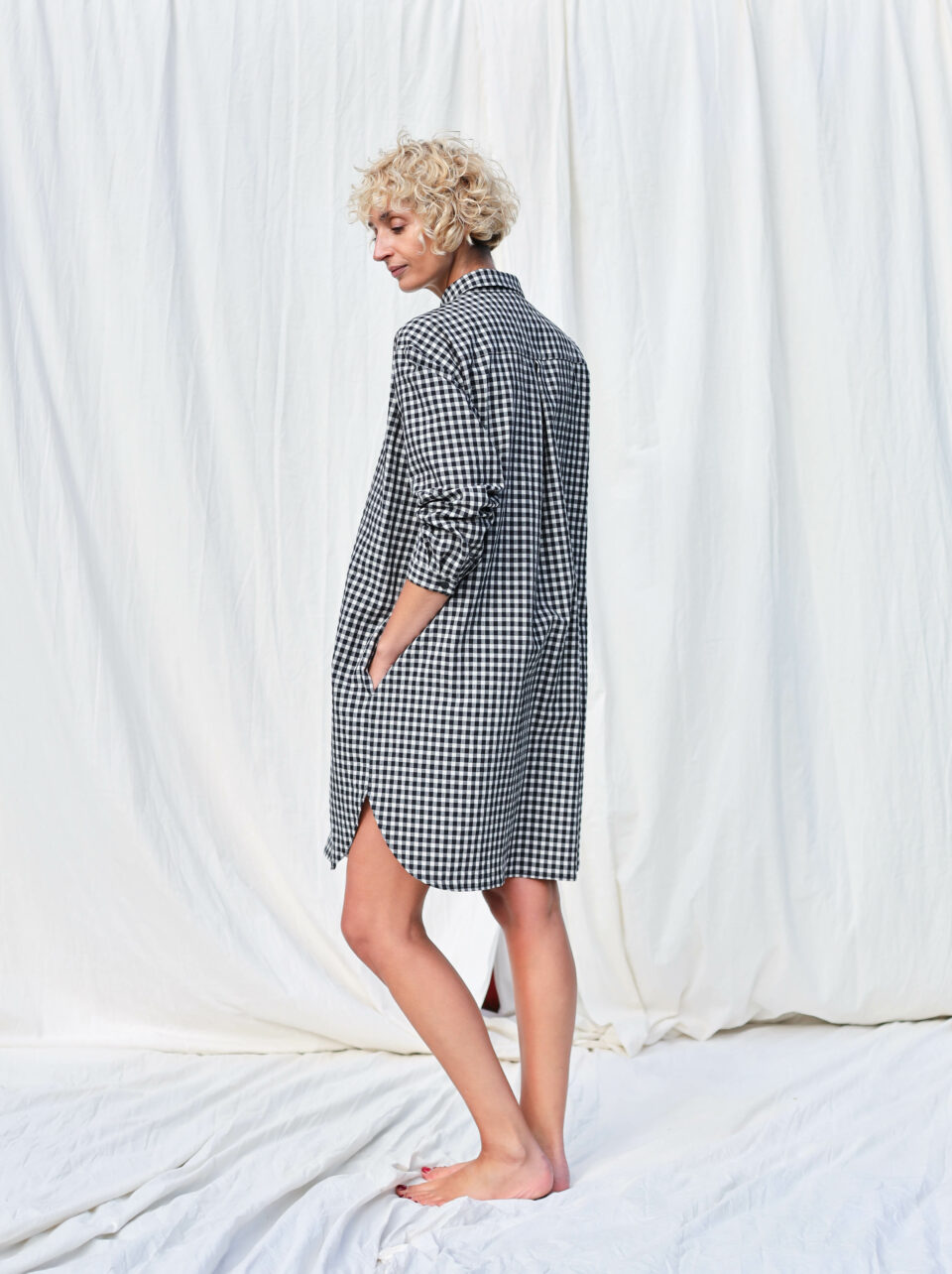 Gingham long sleeve shirt dress - Image 2