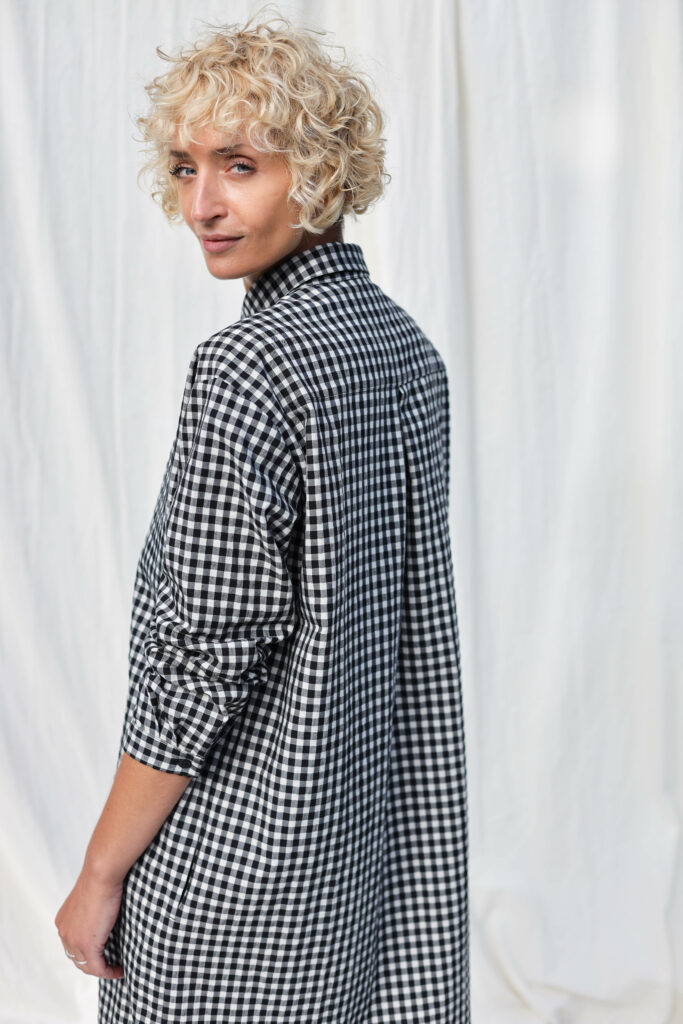Gingham long sleeve shirt dress - Image 4