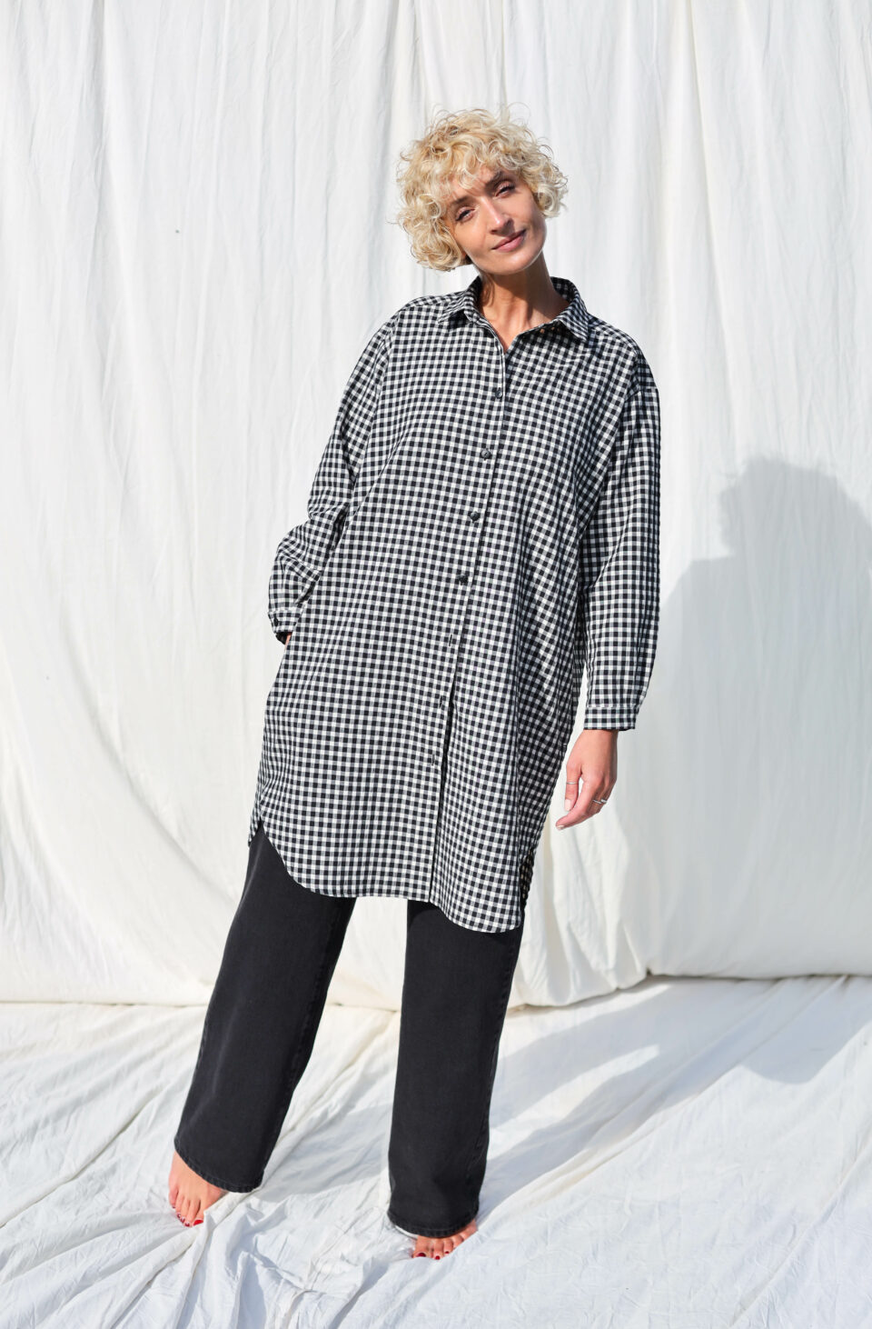 Gingham long sleeve shirt dress - Image 8