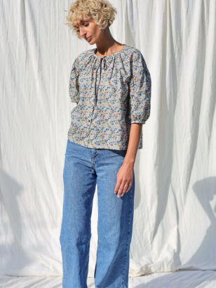 Button through floral blouse
