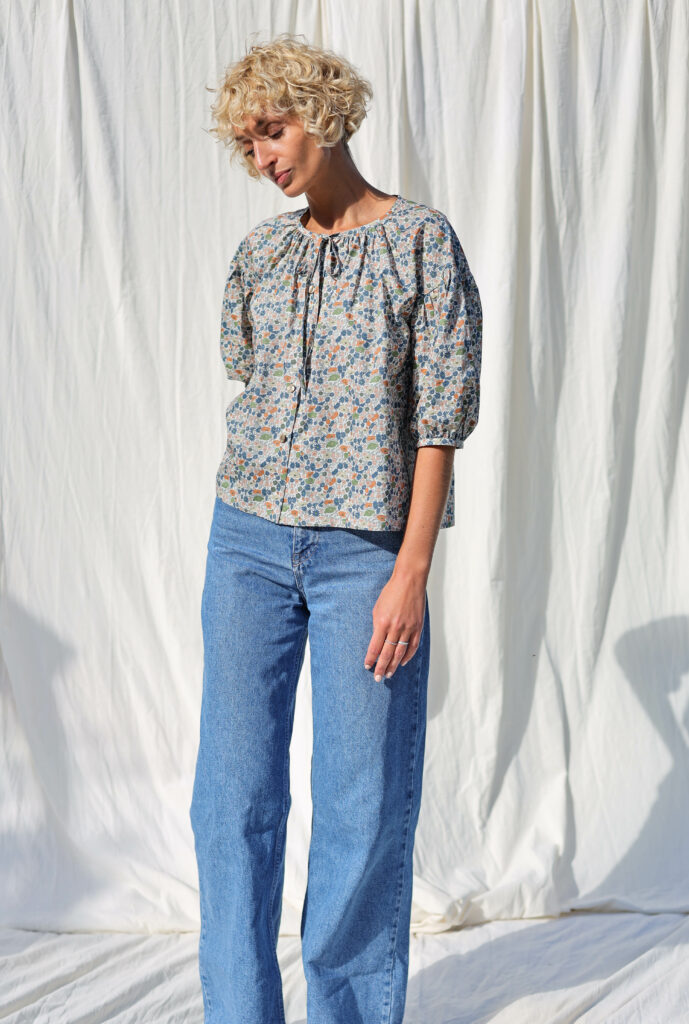 Button through floral blouse