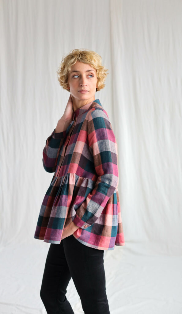 Checkered peplum blouse IRENE - Image 2