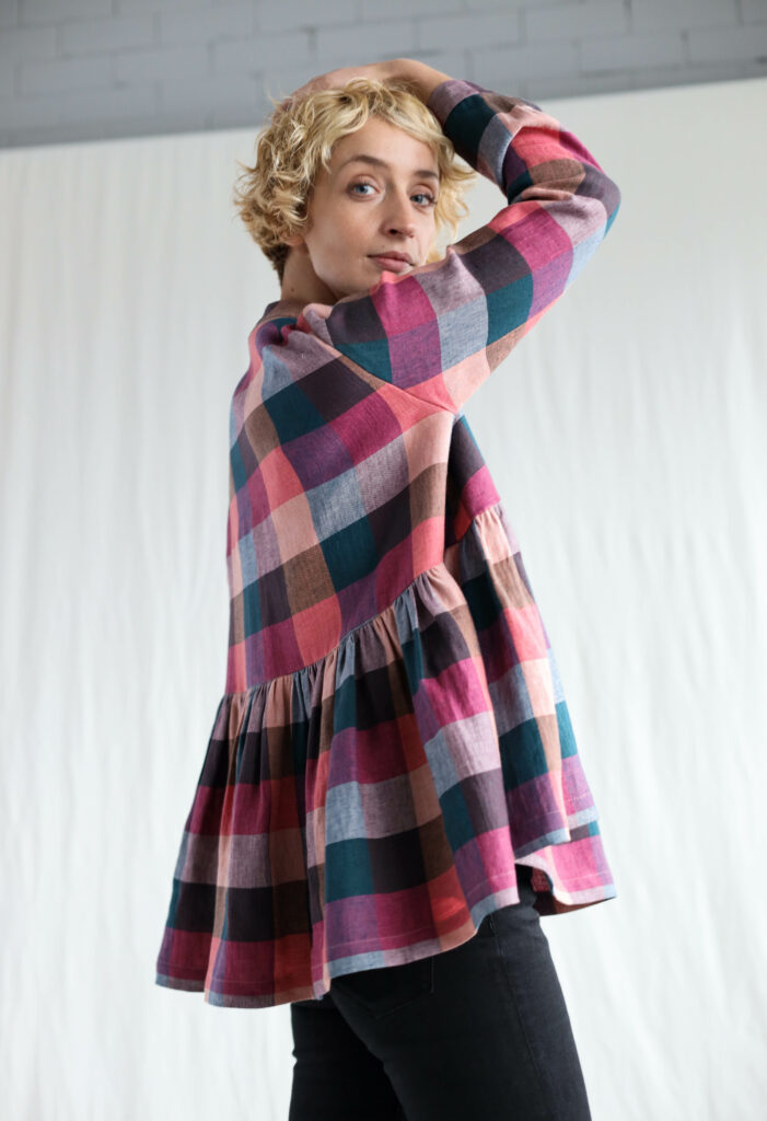Checkered peplum blouse IRENE - Image 4
