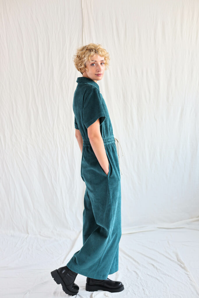 Short sleeve loose fit 6 wale cord jumpsuit LENNY - Image 1