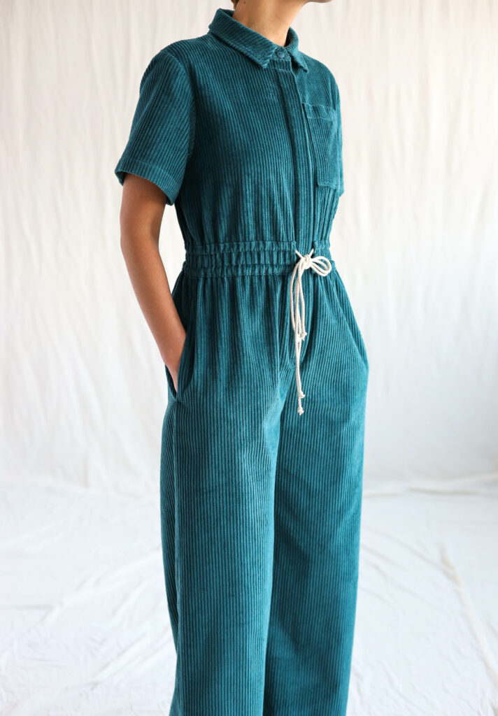 Short sleeve loose fit 6 wale cord jumpsuit LENNY - Image 2
