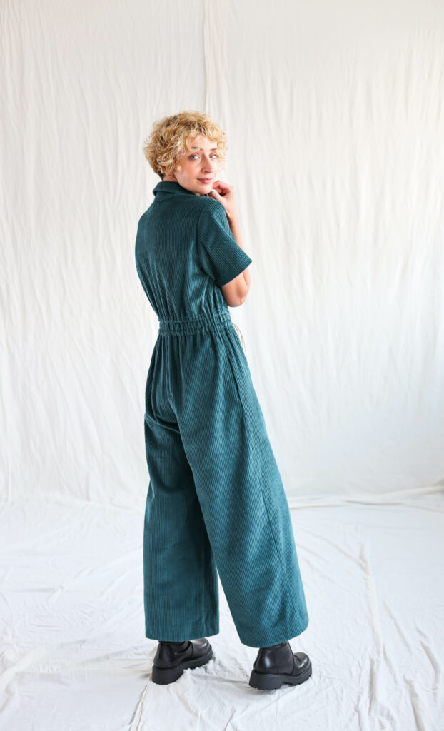 Short sleeve loose fit 6 wale cord jumpsuit LENNY - Image 6