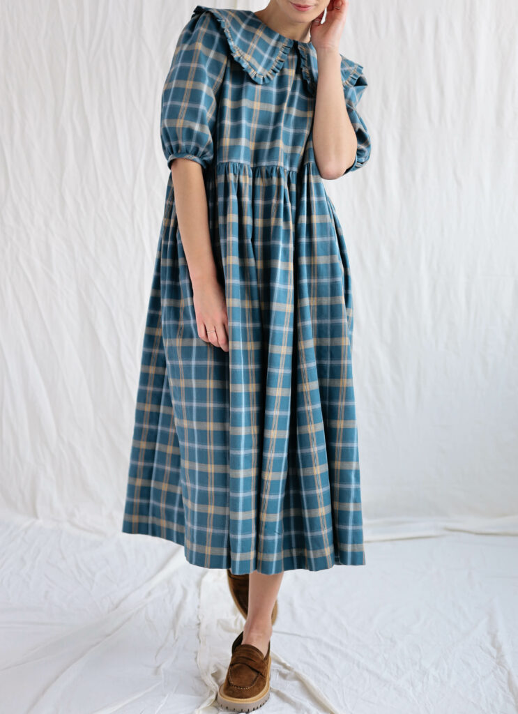 Plaid cotton loose dress SERENA - Image 1