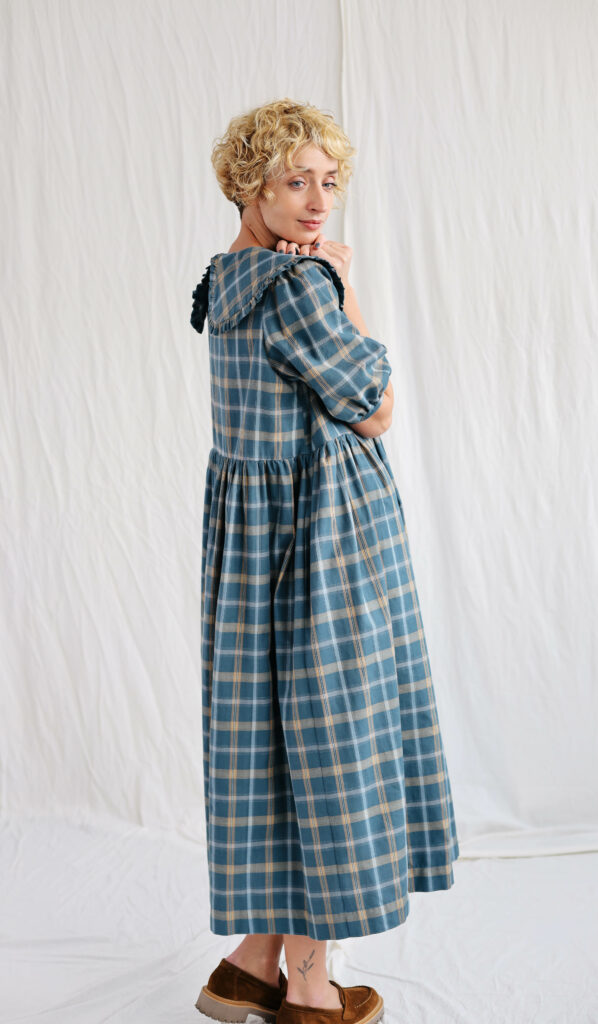 Plaid cotton loose dress SERENA - Image 2