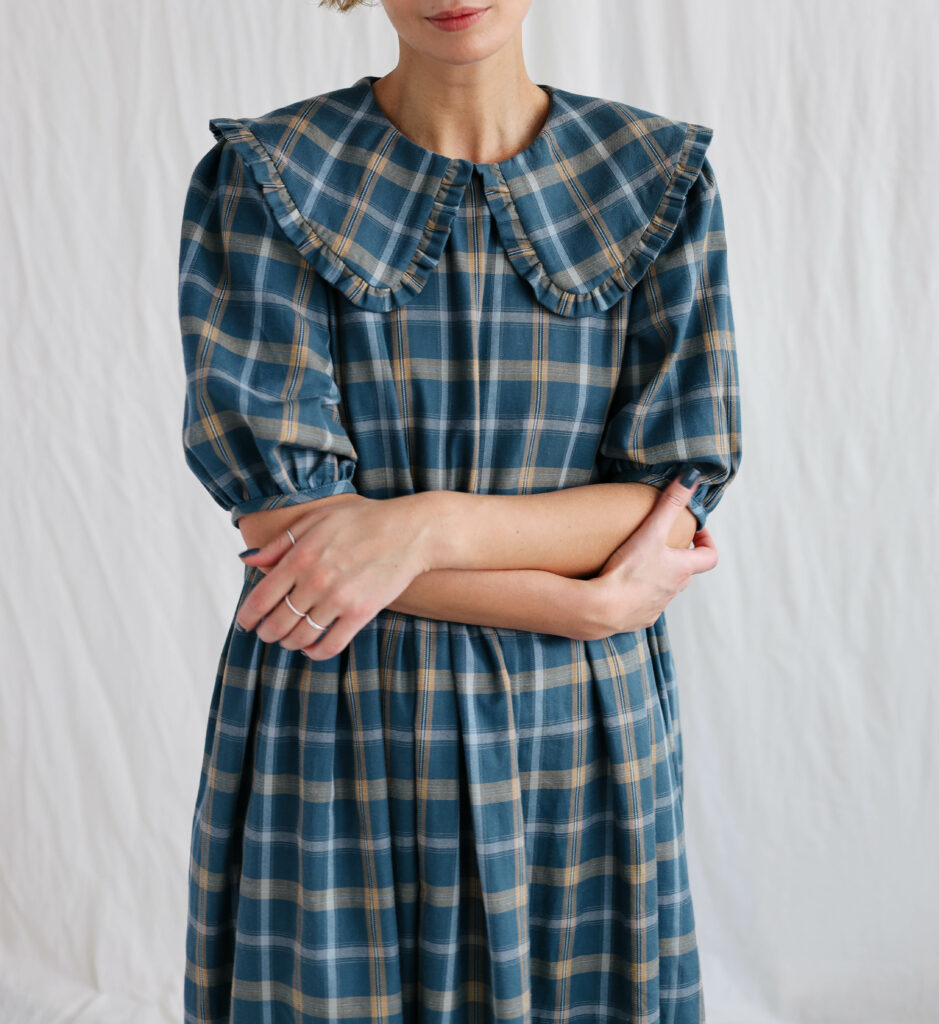 Plaid cotton loose dress SERENA - Image 4