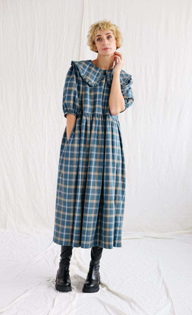Plaid cotton loose dress | Dress | Plaid | Sustainable clothing | OffOn clothing