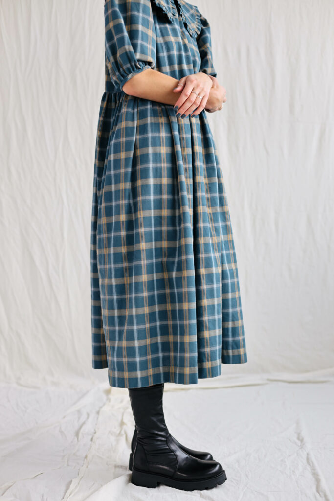 Plaid cotton loose dress SERENA - Image 5