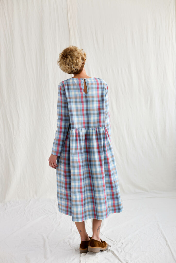 Checkered loose fit smock dress MILANA - Image 1