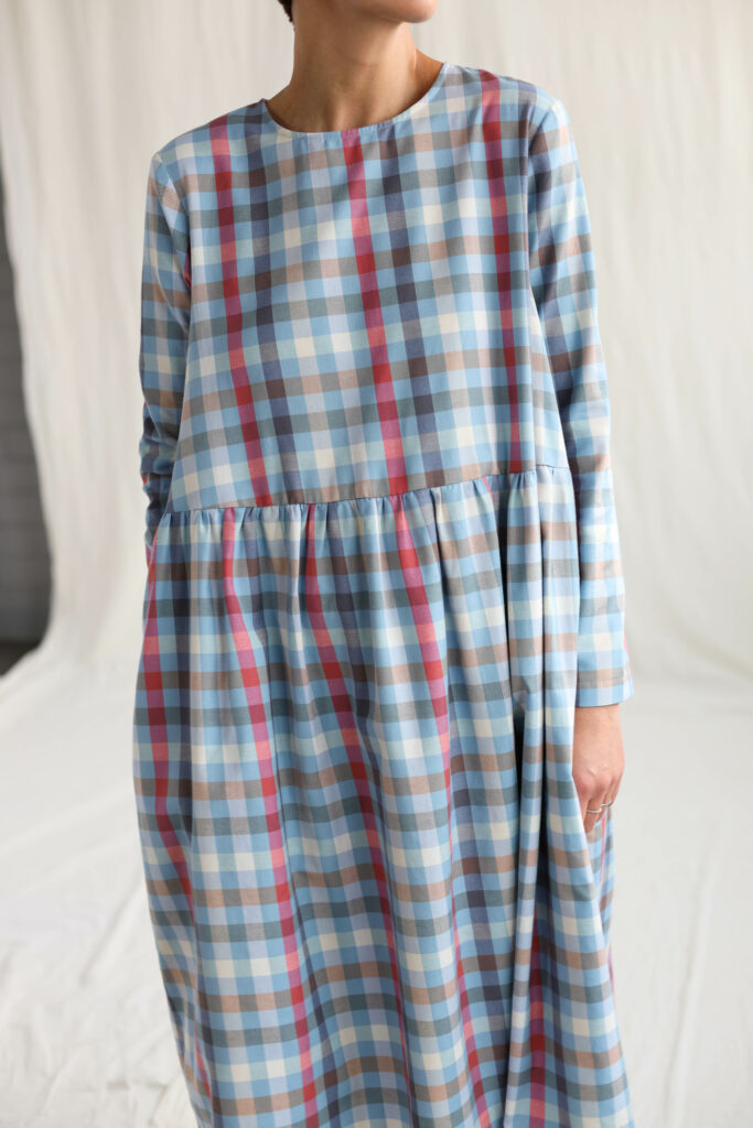Checkered loose fit smock dress MILANA - Image 3