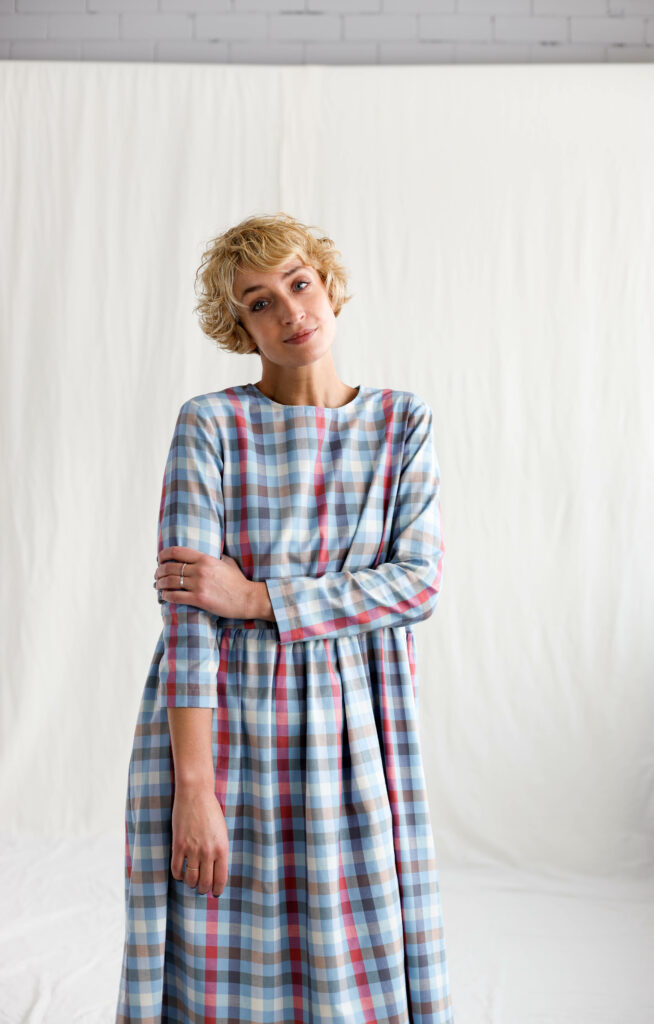 Checkered loose fit smock dress MILANA - Image 4