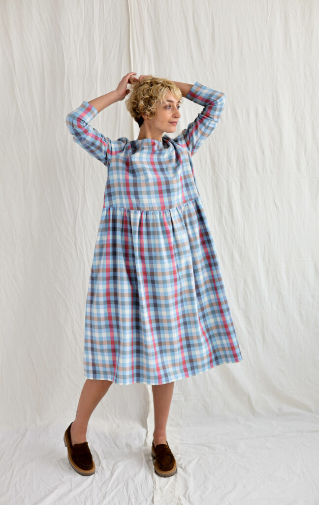Checkered loose fit smock dress MILANA - Image 5