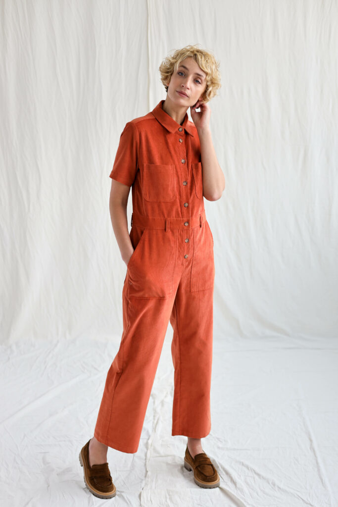 Corduroy short sleeve jumpsuit LEA - Image 1