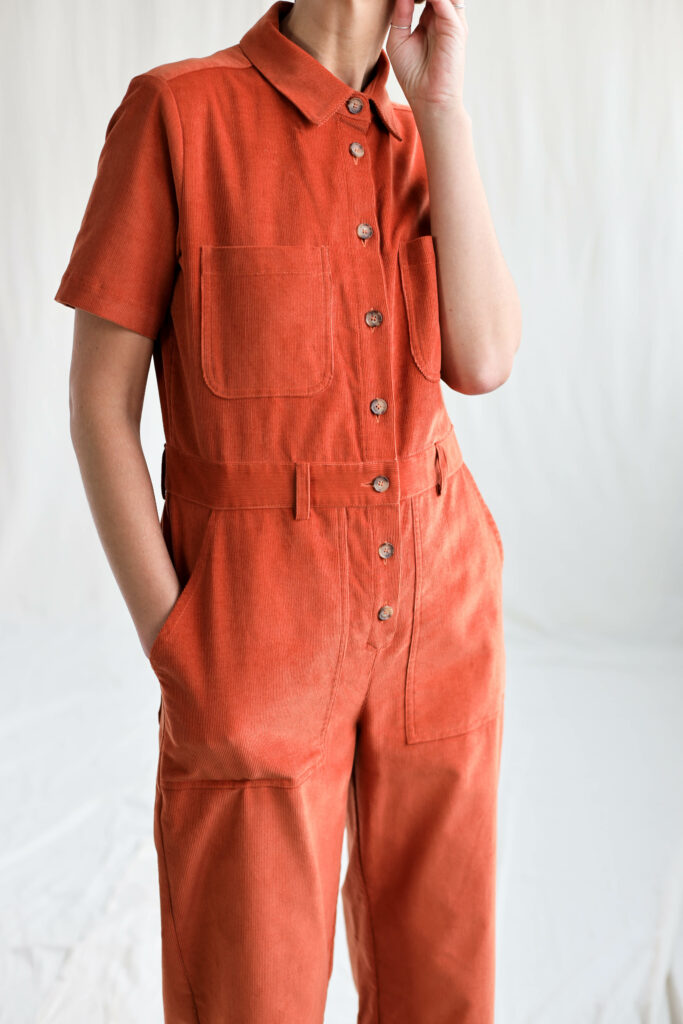 Corduroy short sleeve jumpsuit LEA - Image 4
