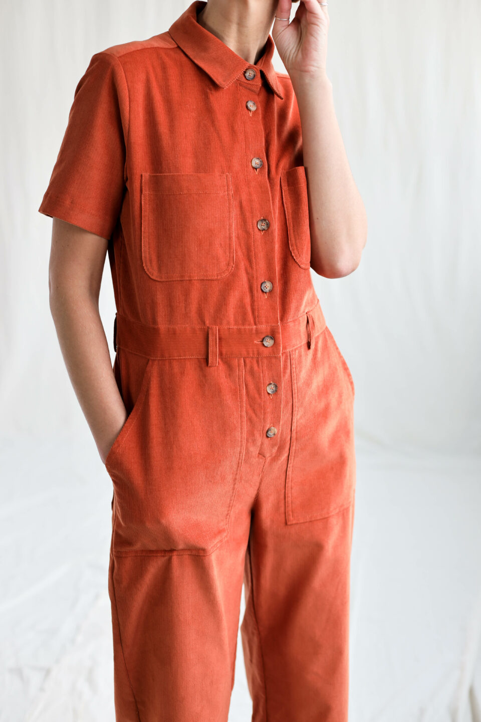 Corduroy short sleeve jumpsuit LEA - Image 4