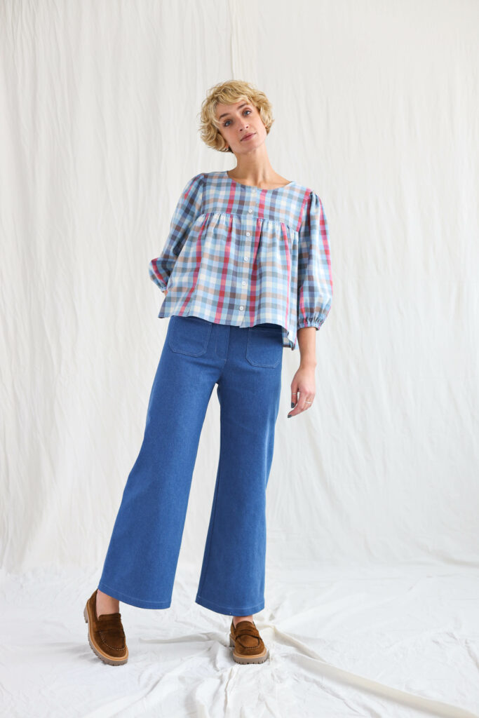 Denim Vintage Culottes  Denim vintage cut cropped culottes | Trousers | Blue | Sustainable clothing | OffOn clothing
