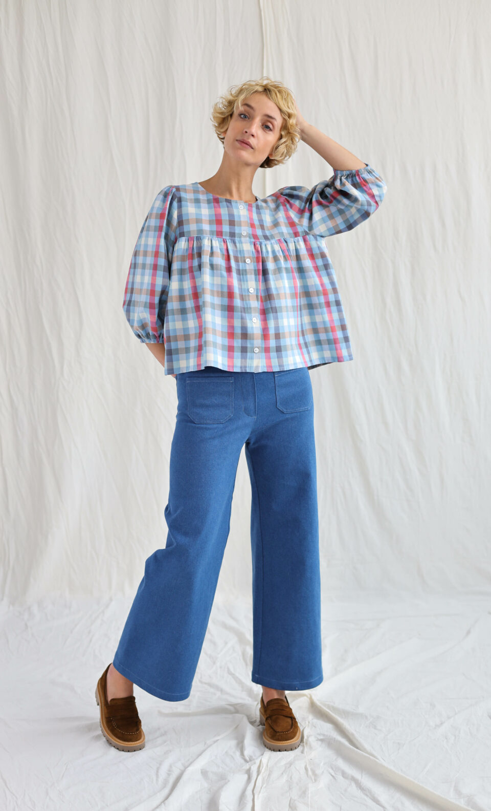 Checks puff sleeve blouse - Image 2