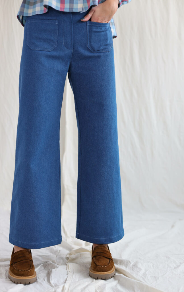 Denim vintage cut cropped culottes - Image 1