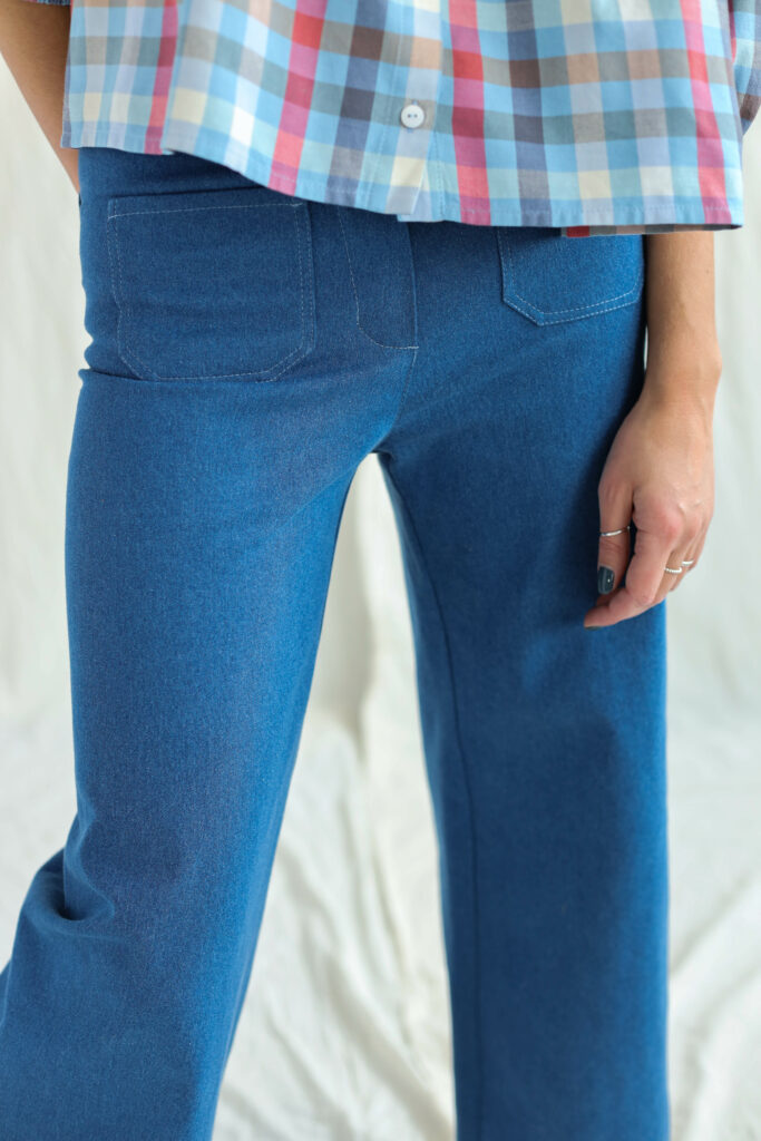 Denim vintage cut cropped culottes - Image 2