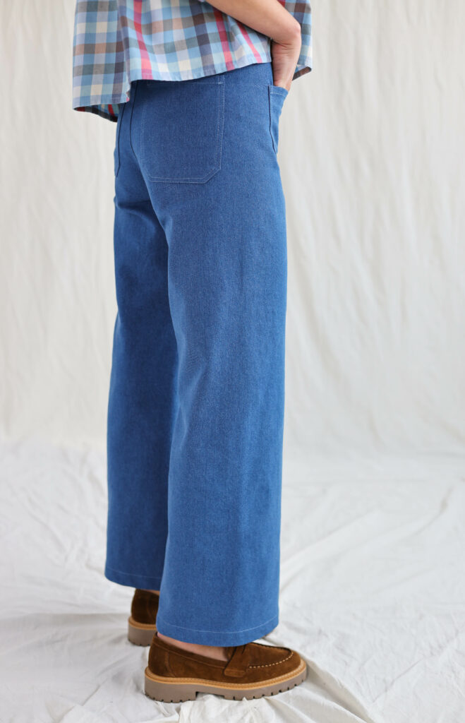 Denim vintage cut cropped culottes - Image 3