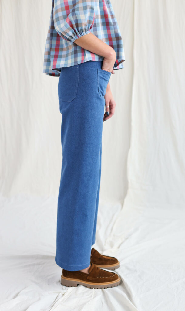 Denim vintage cut cropped culottes - Image 4