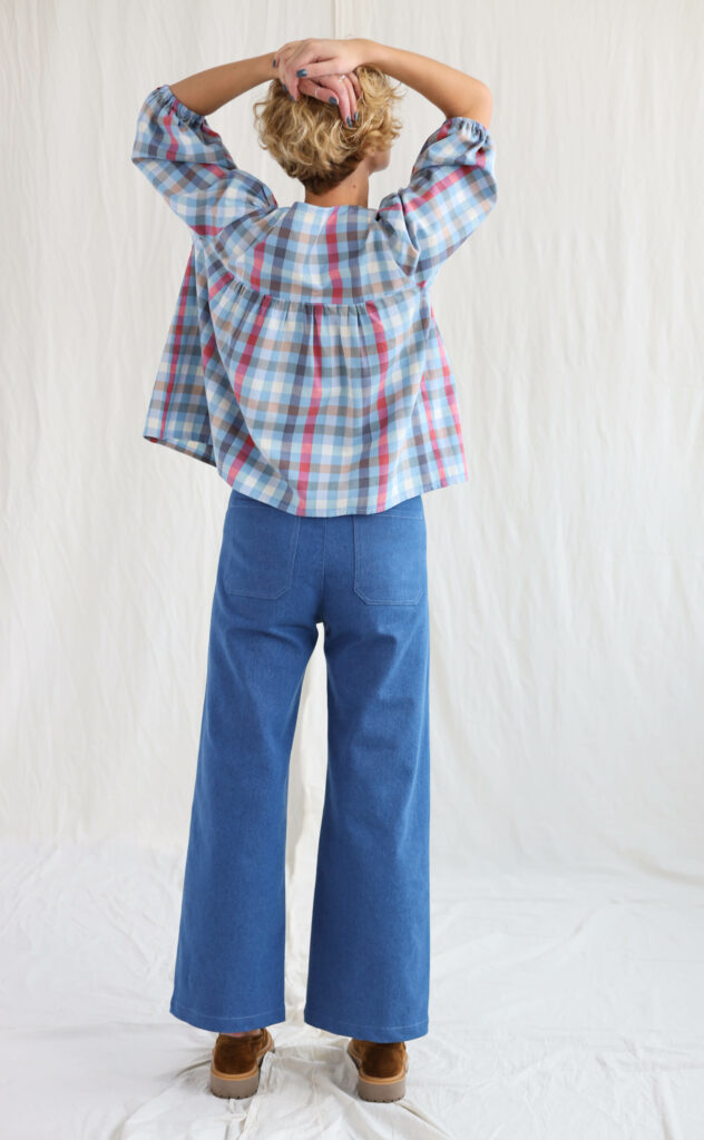 Denim vintage cut cropped culottes - Image 5