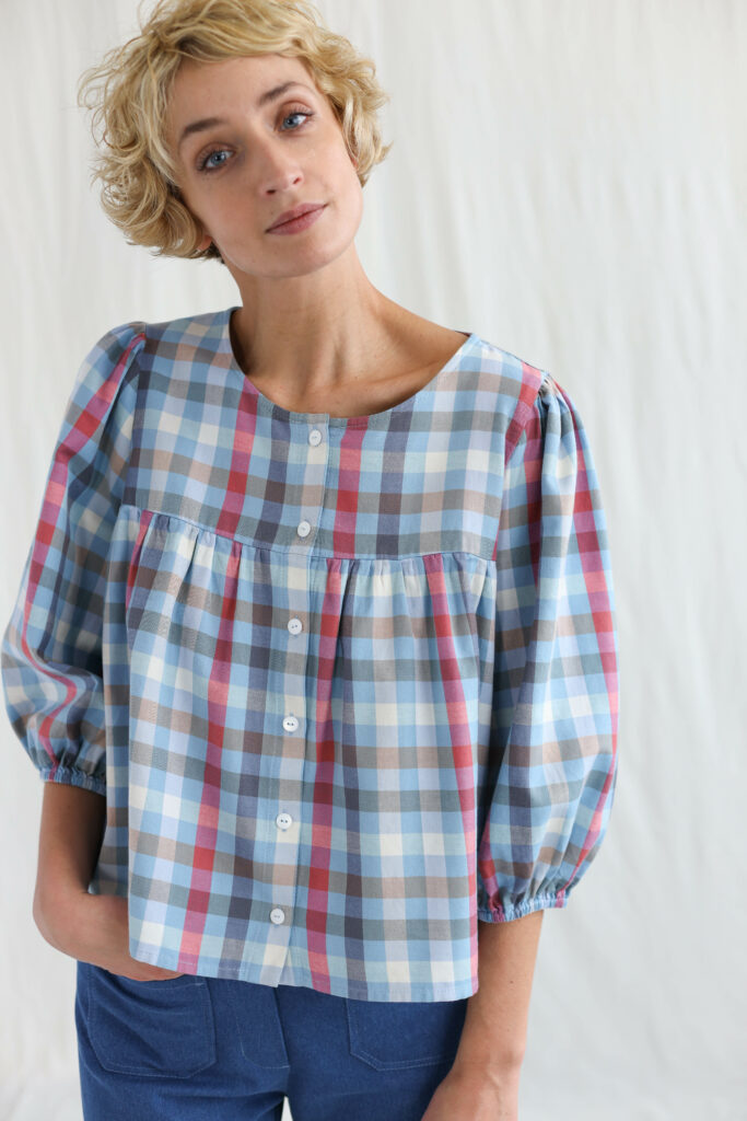 Checks puff sleeve blouse - Image 5