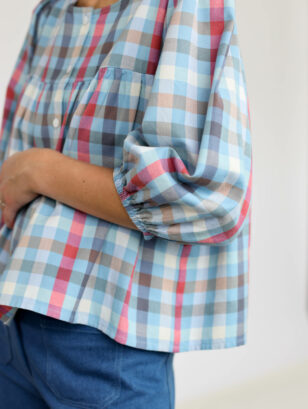 Checks puff sleeve blouse | Blouse | Checks | Sustainable clothing | OffOn clothing