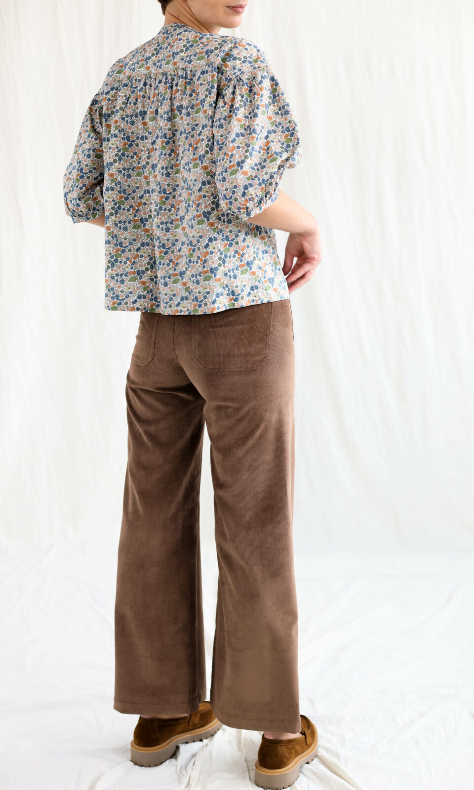 Brown needlecord cropped culottes - Image 2