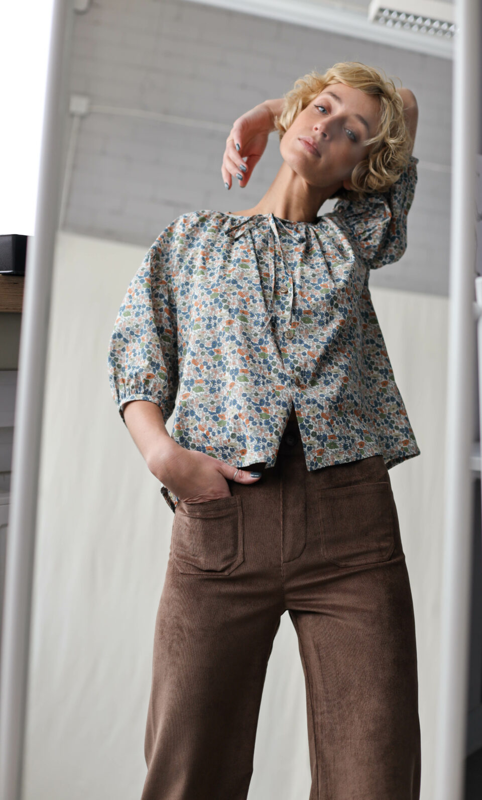 Brown needlecord cropped culottes - Image 3