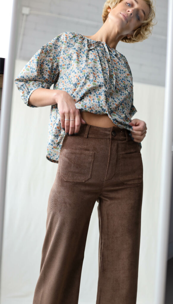 Brown needlecord cropped culottes - Image 4