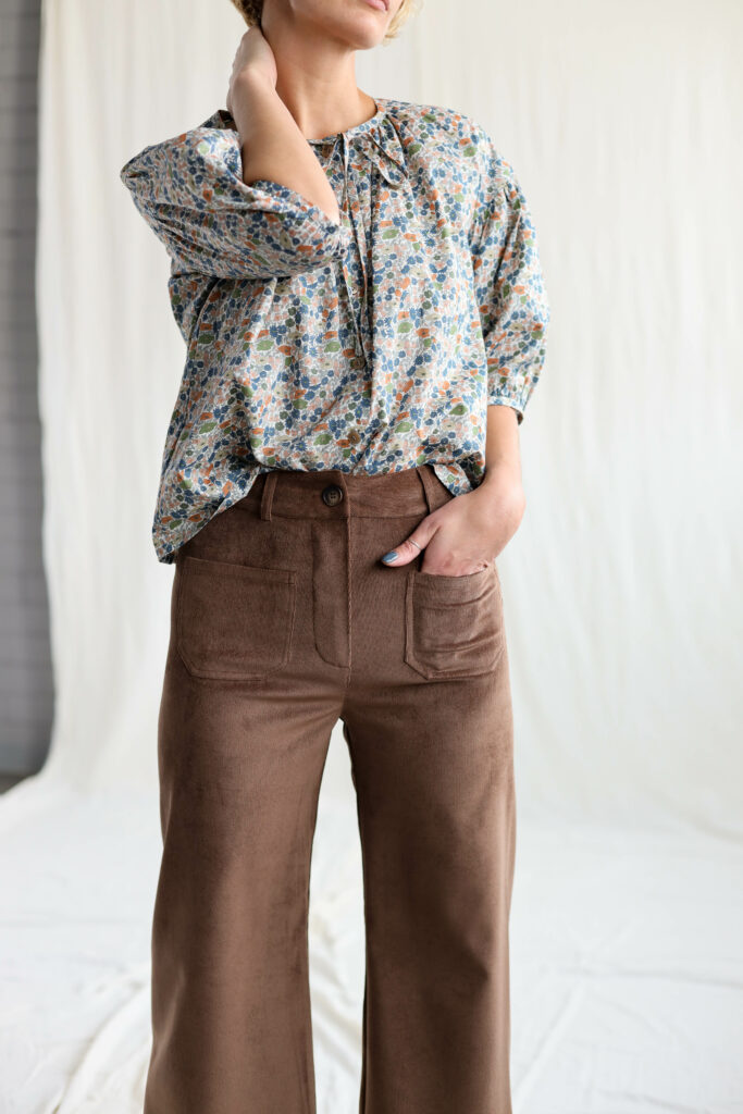 Needlecord cropped culottes | Trousers | Brown | Sustainable clothing | OffOn clothing