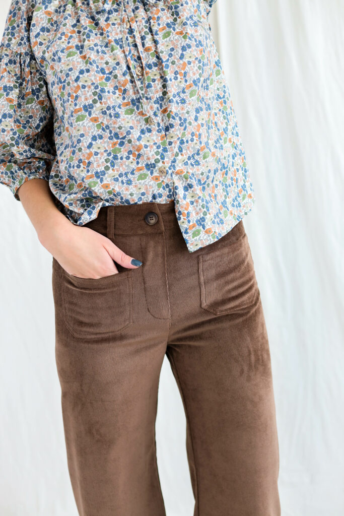 Brown needlecord cropped culottes - Image 5