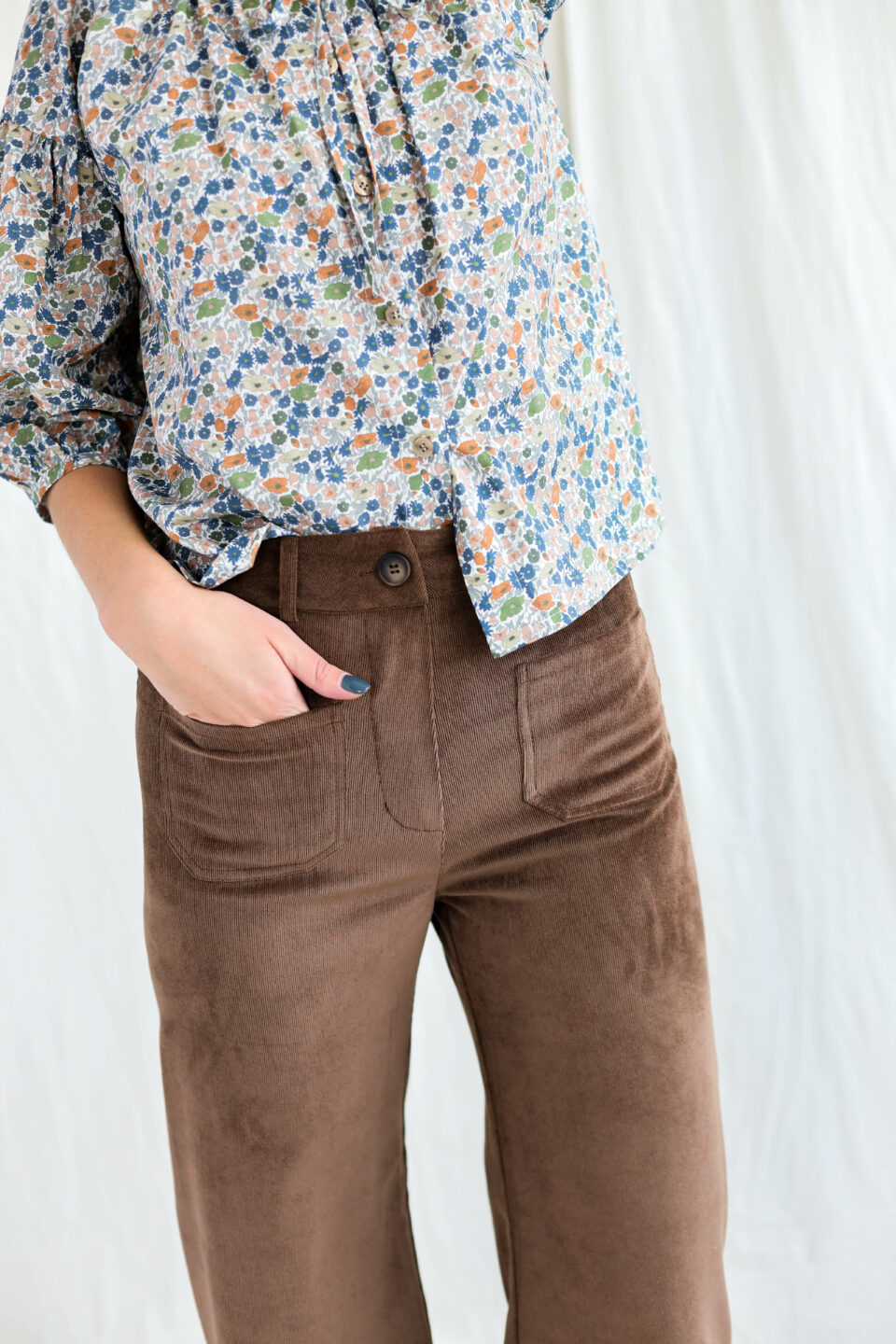 Brown needlecord cropped culottes - Image 5